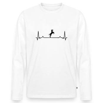 Cheval cheval battement de cœur - T-shirt manches longues Premium bio Homme - blanc - Devant - Nico (187cm)