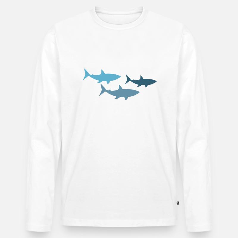 Haie - Männer Premium Bio Langarmshirt - Weiß