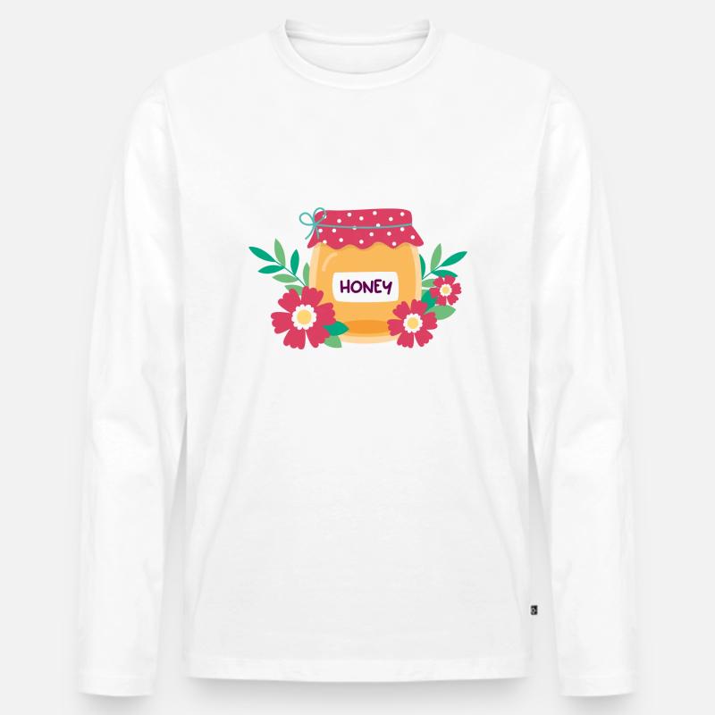 Blütenhonig - Männer Premium Bio Langarmshirt - Weiß