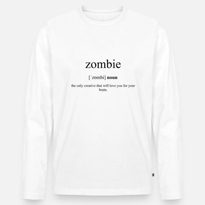 Zombie Definition Dictionary - Männer Premium Bio Langarmshirt - Weiß