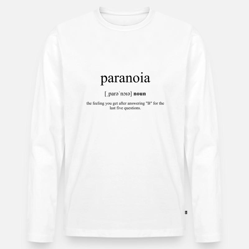Paranoia Definition Dictionary - Männer Premium Bio Langarmshirt - Weiß