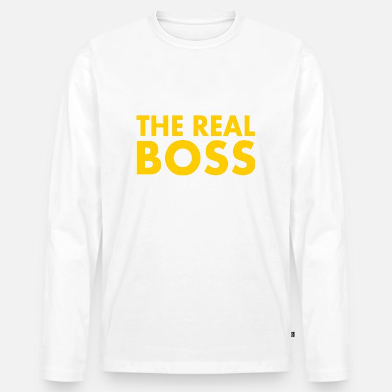 The real boss - Männer Premium Bio Langarmshirt - Weiß