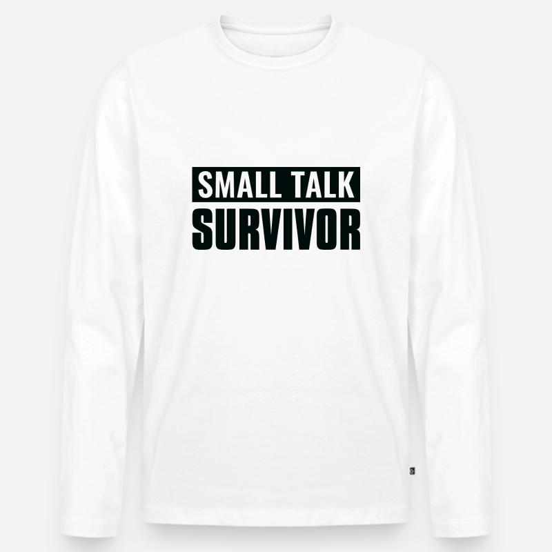 Small Talk Survivor - Männer Premium Bio Langarmshirt - Weiß
