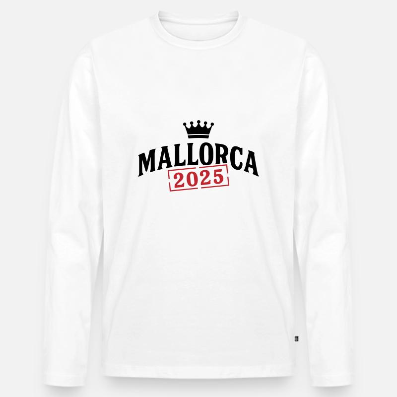 Mallorca 2025 Krone - Männer Premium Bio Langarmshirt - Weiß
