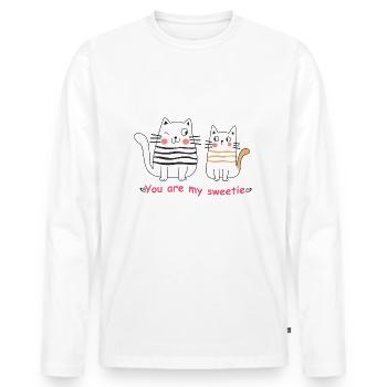 Valetine Katzen Verliebte Paare Valentinstag - Männer Premium Bio Langarmshirt - Weiß - Vorne - Nico (187cm)