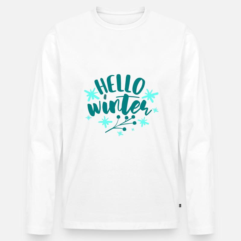 Hallo Winter - Männer Premium Bio Langarmshirt - Weiß