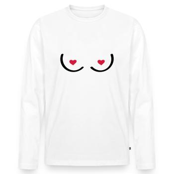 Sexy junge Frau. Erotische Brüste. - Männer Premium Bio Langarmshirt - Weiß - Vorne - Nico (187cm)