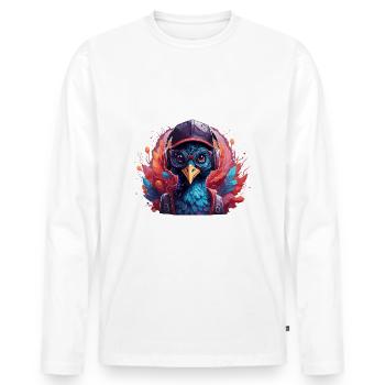 Paon Animal Art I Cool Paon mignon - T-shirt manches longues Premium bio Homme - blanc - Devant - Nico (187cm)
