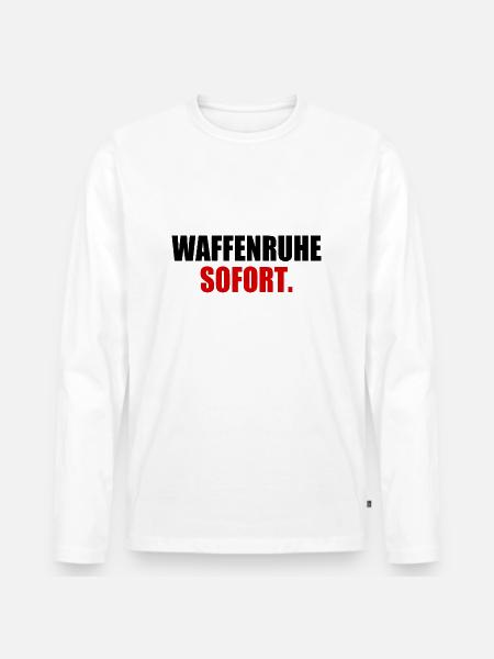 waffenruhe sofort - Männer Premium Bio Langarmshirt - Weiß