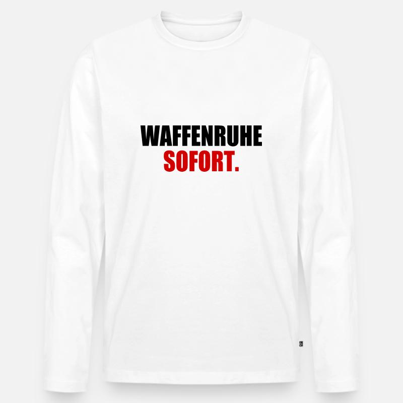 waffenruhe sofort - Männer Premium Bio Langarmshirt - Weiß