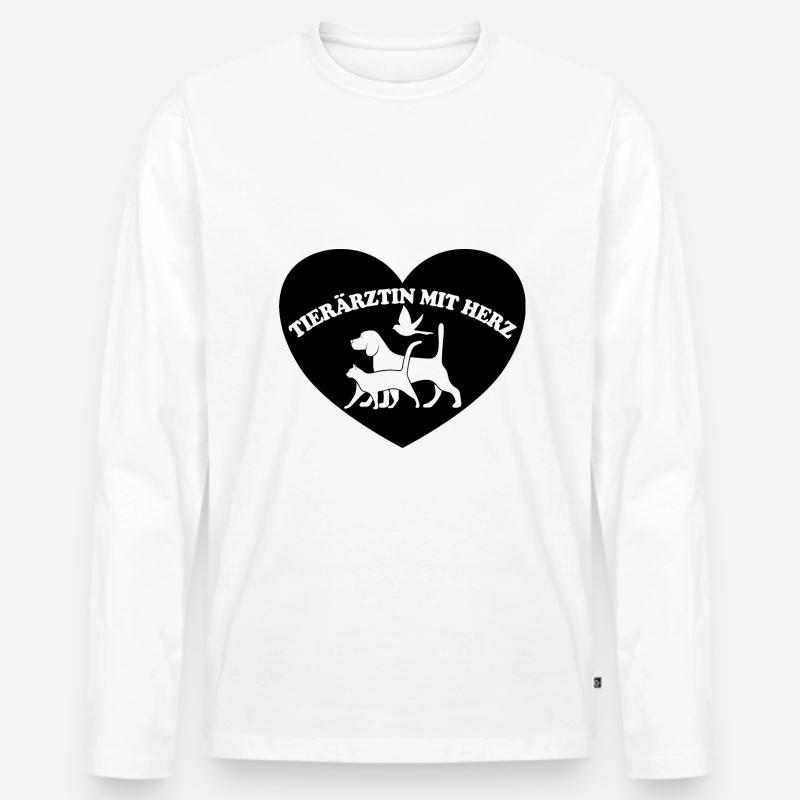 Tierärztin mit Herz - Männer Premium Bio Langarmshirt - Weiß
