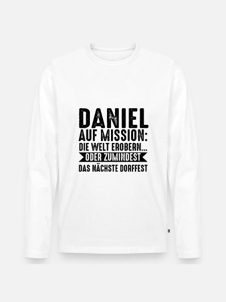 First name Daniel - Men's Premium Organic Long Sleeve Shirt - white