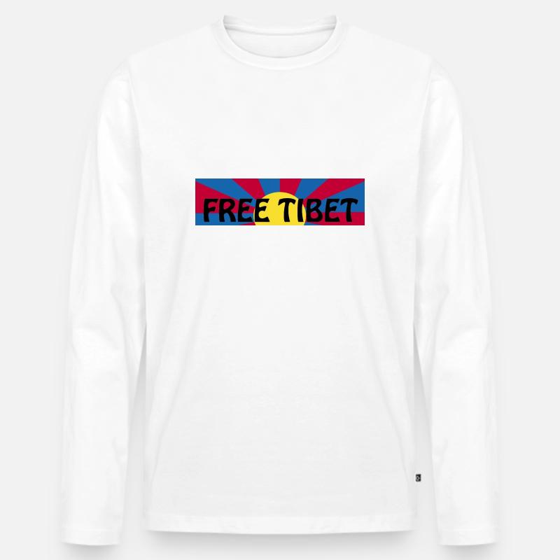 free tibet - Männer Premium Bio Langarmshirt - Weiß