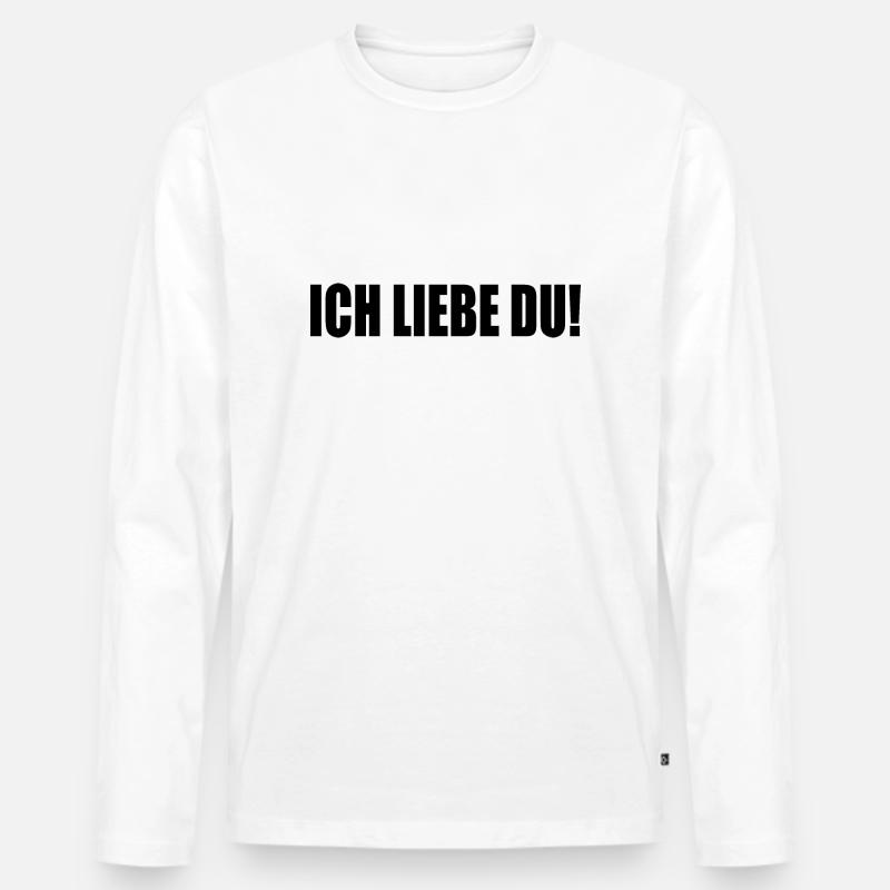 Ich liebe du - Männer Premium Bio Langarmshirt - Weiß