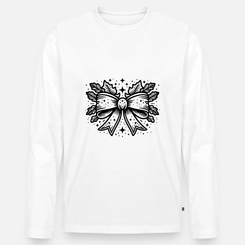 Weihnachten Schleife - Männer Premium Bio Langarmshirt - Weiß