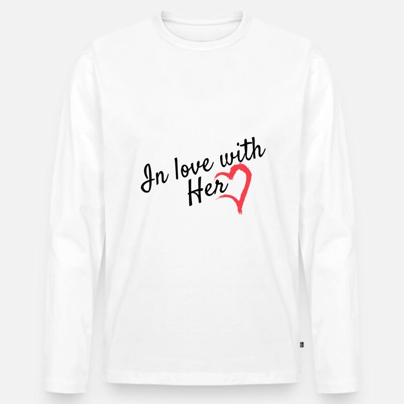 Liebe Partnerlook - Männer Premium Bio Langarmshirt - Weiß