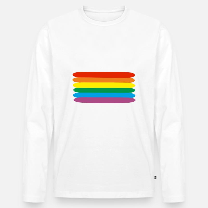 Rainbow - Regenbogen - Männer Premium Bio Langarmshirt - Weiß