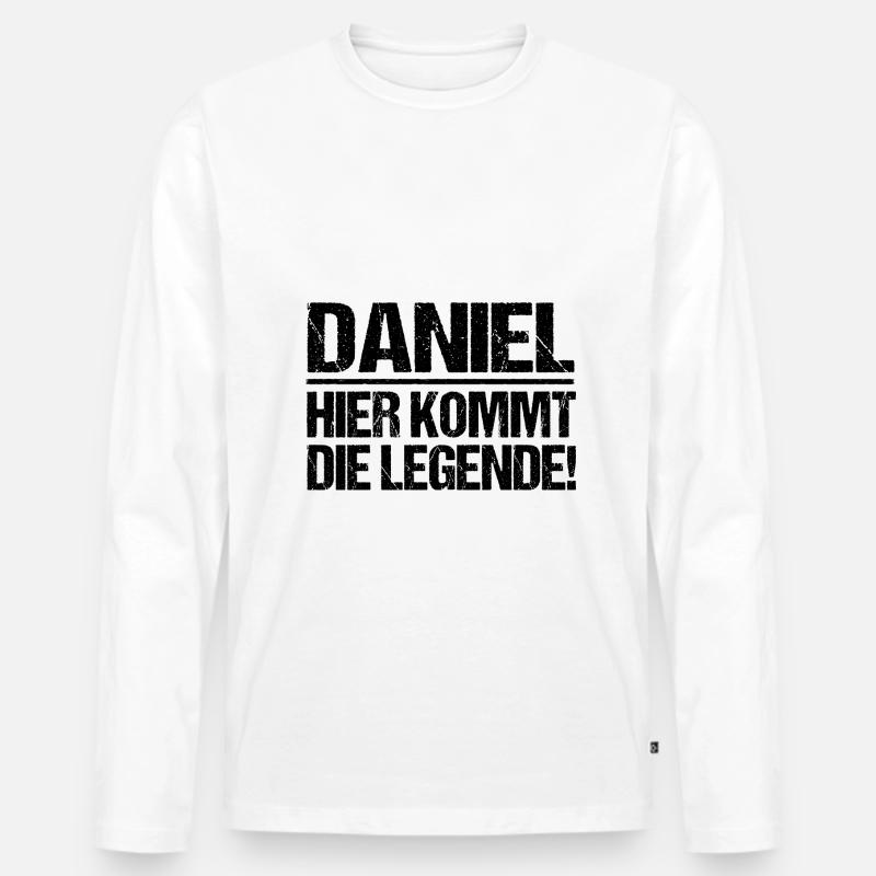 Vorname Daniel - Männer Premium Bio Langarmshirt - Weiß