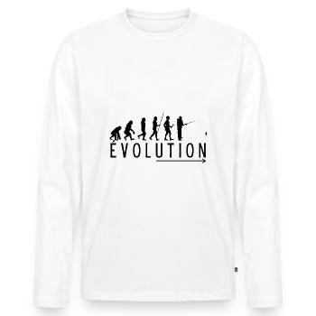 évolution pêche cadeau humour pêcheur - T-shirt manches longues Premium bio Homme - blanc - Devant - Nico (187cm)