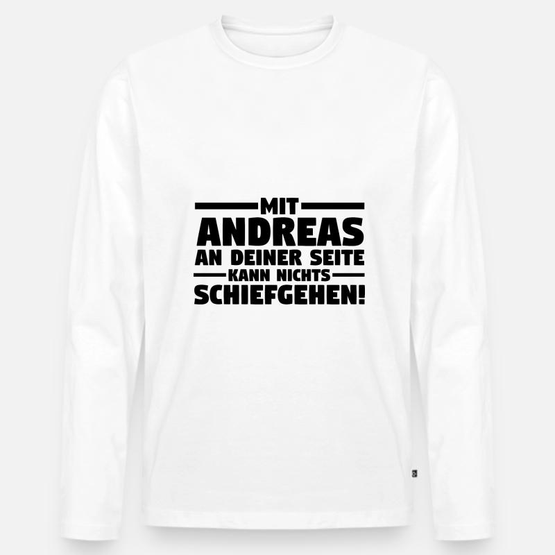 Vorname Andreas - Männer Premium Bio Langarmshirt - Weiß