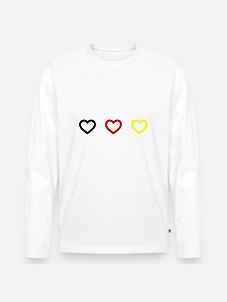 Herzen Deutschland - Männer Premium Bio Langarmshirt - Weiß