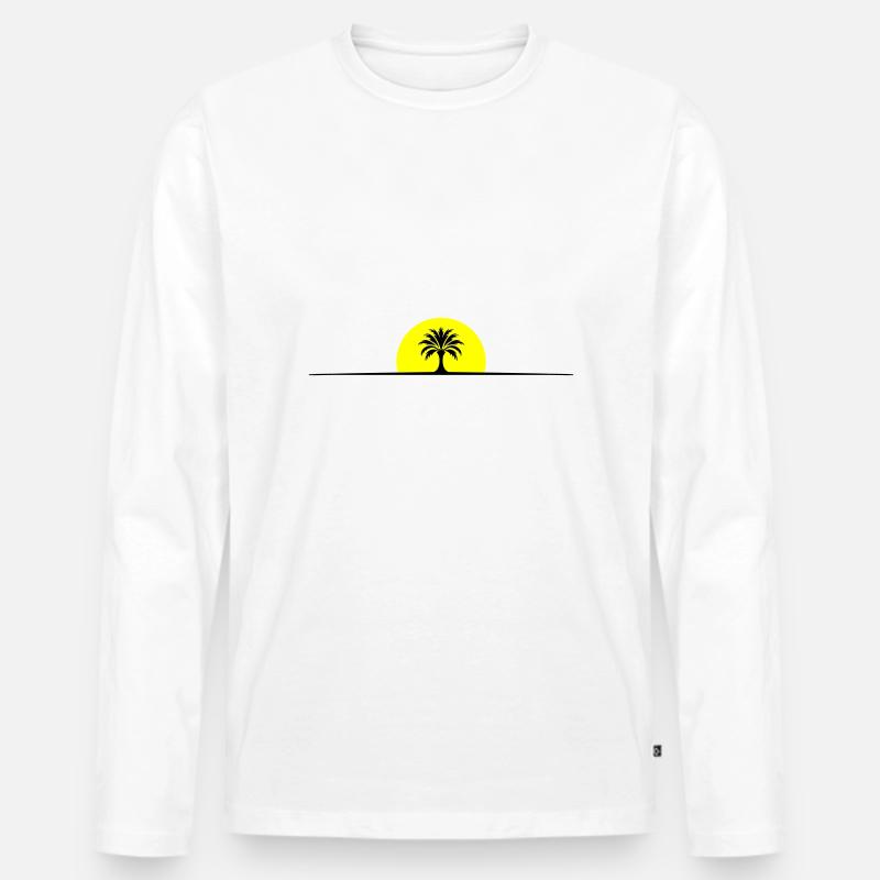 Palme Sonne Linie - Männer Premium Bio Langarmshirt - Weiß
