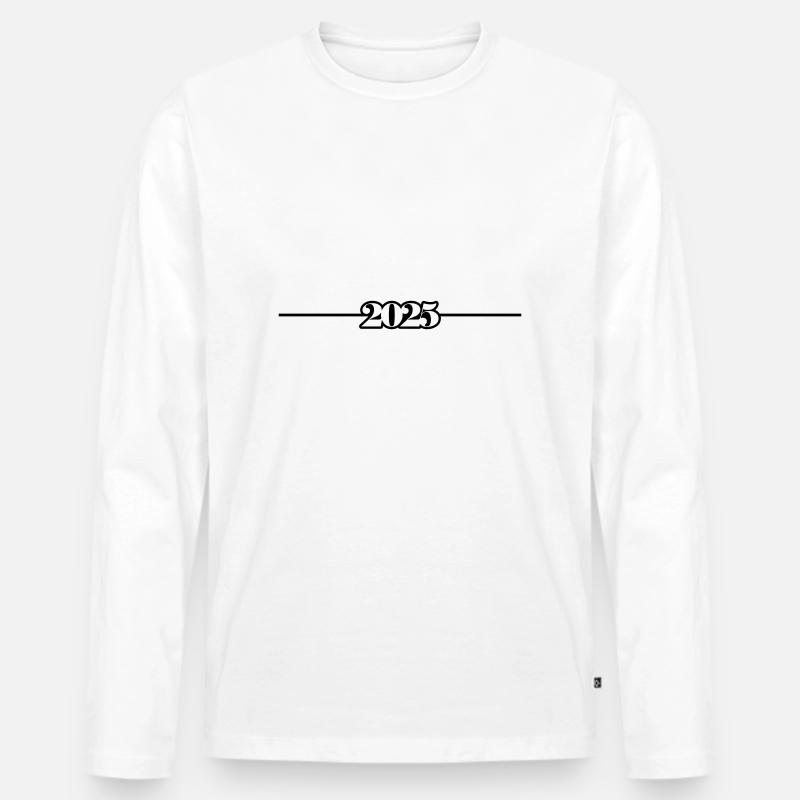 2025 - Männer Premium Bio Langarmshirt - Weiß
