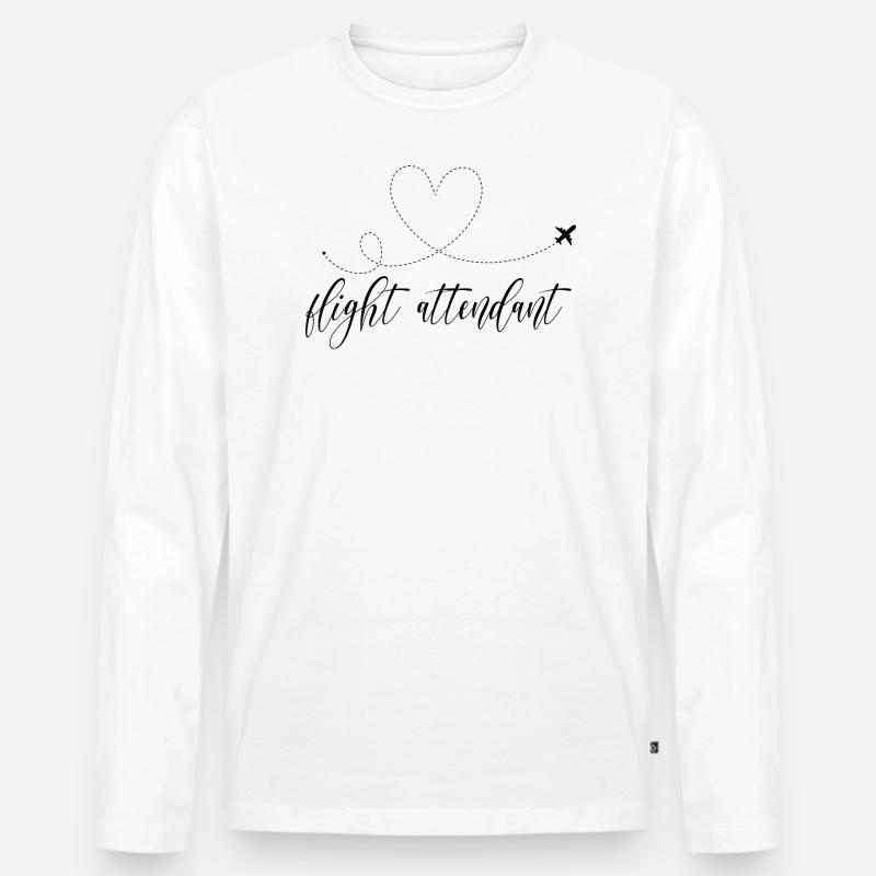 flight attendant - Flugbegleiter Stewardess - Männer Premium Bio Langarmshirt - Weiß
