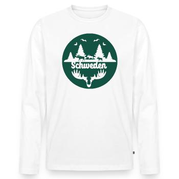 cercle, vert, ligne d’horizon, silhouette, suède, nature - T-shirt manches longues Premium bio Homme - blanc - Devant - Nico (187cm)