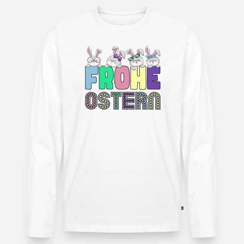 Frohe Ostern Osterhasen Freunde - Männer Premium Bio Langarmshirt - Weiß