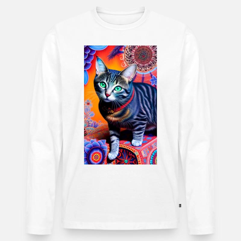 Wunderbare kurzhaarige Hauskatze - Männer Premium Bio Langarmshirt - Weiß