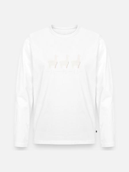 Alpaka + Alpaka + Alpaka = drei Alpaka - Männer Premium Bio Langarmshirt - Weiß