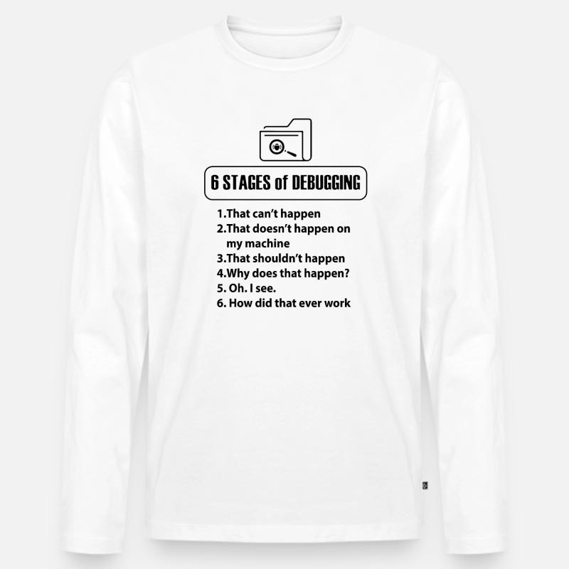 Cadeaux Programmeur Nerd Bug Developer - T-shirt manches longues Premium bio Homme - blanc
