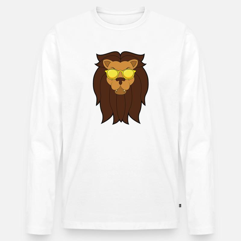 Löwe - Männer Premium Bio Langarmshirt - Weiß