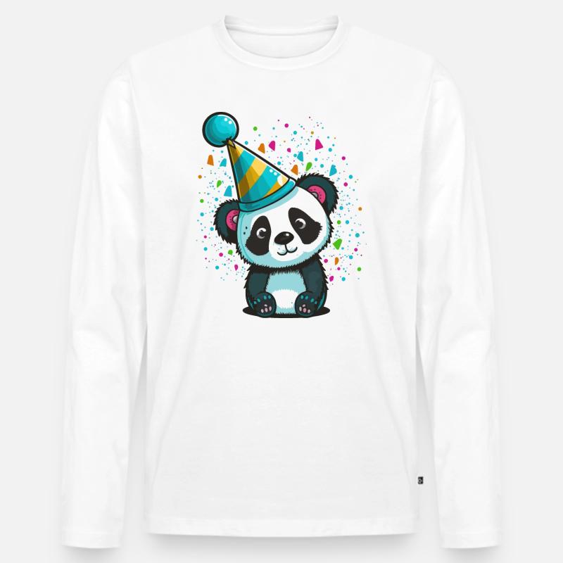 Party-Panda - Männer Premium Bio Langarmshirt - Weiß