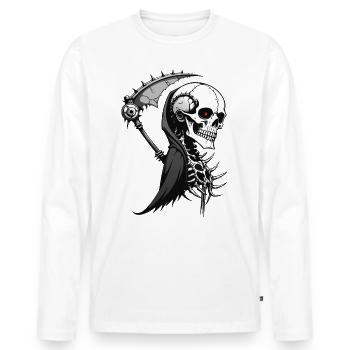Death Skull // Skull Death // Grim Reaper FS0113 - Men's Premium Organic Long Sleeve Shirt - white - Front - Nico (187cm)