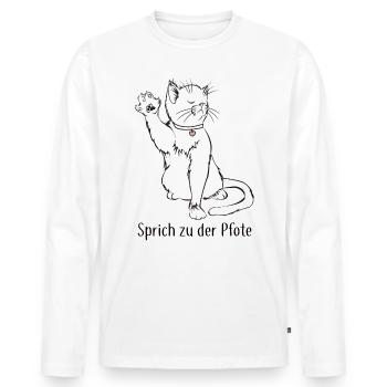 Sprich zu der Pfote Katze Geschenk - Männer Premium Bio Langarmshirt - Weiß - Vorne - Nico (187cm)