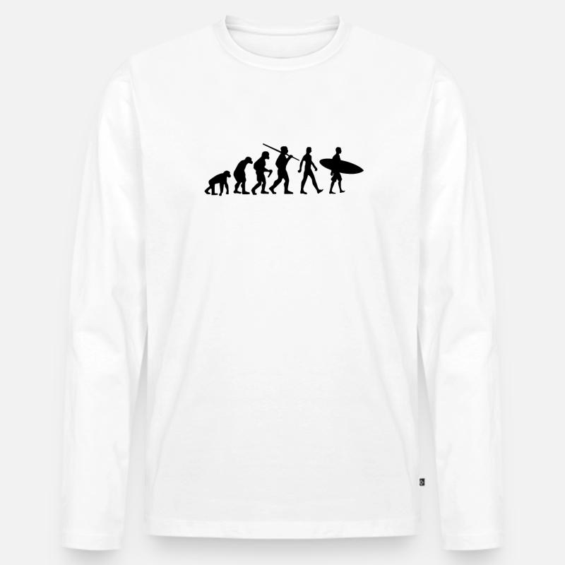 Surfer Evolution Surfing - Männer Premium Bio Langarmshirt - Weiß