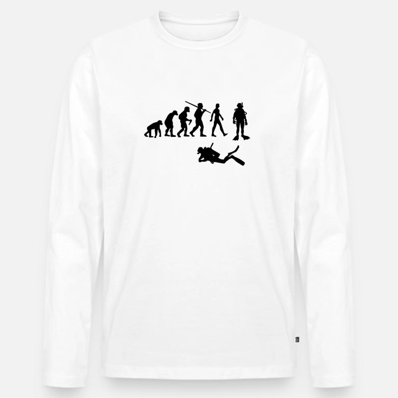 Taucher Evolution Taucherin - Männer Premium Bio Langarmshirt - Weiß