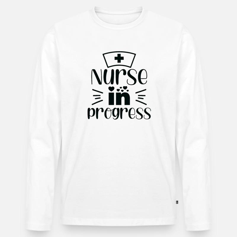 Krankenschwester in Progress - Männer Premium Bio Langarmshirt - Weiß