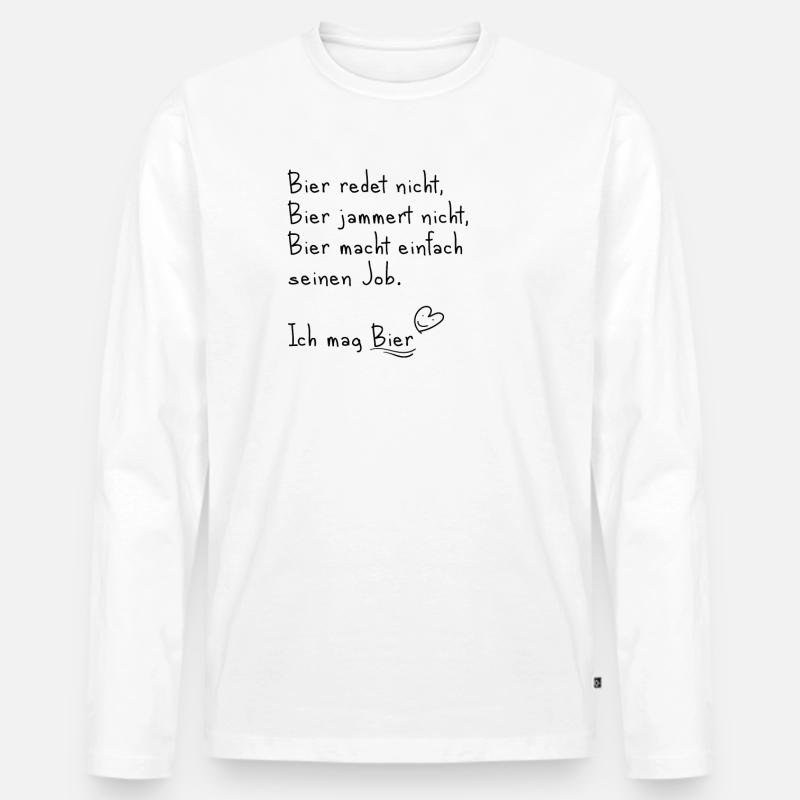 Ich mag Bier - Männer Premium Bio Langarmshirt - Weiß