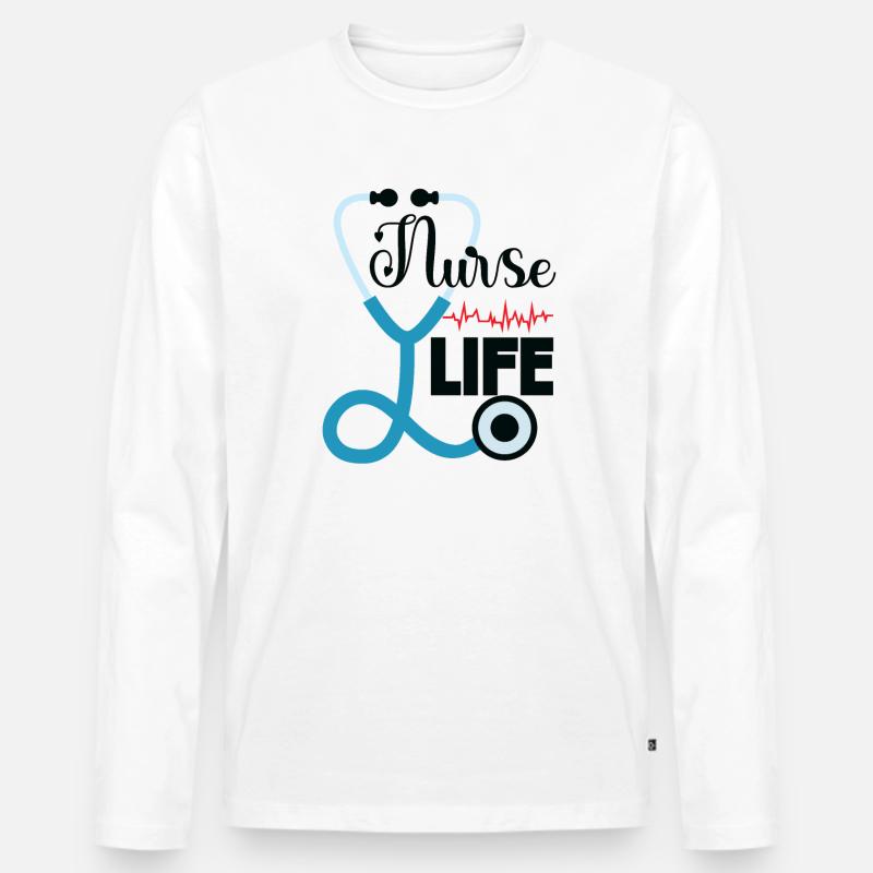 Krankenschwester Leben - Männer Premium Bio Langarmshirt - Weiß