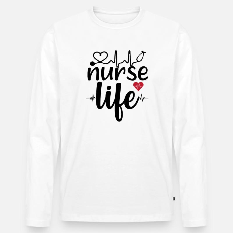Krankenschwester Leben - Männer Premium Bio Langarmshirt - Weiß