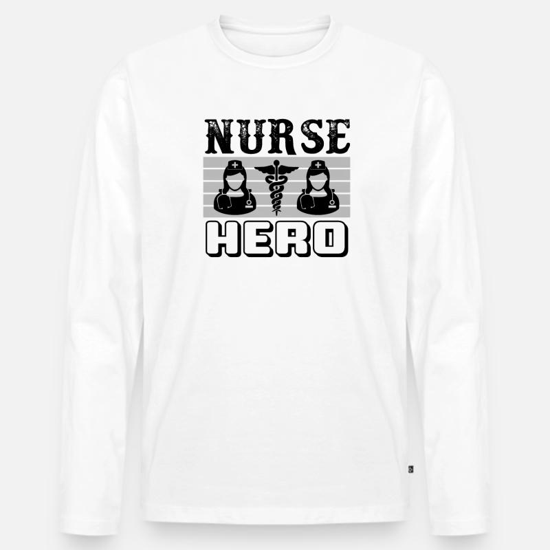 Krankenschwester Held - Männer Premium Bio Langarmshirt - Weiß