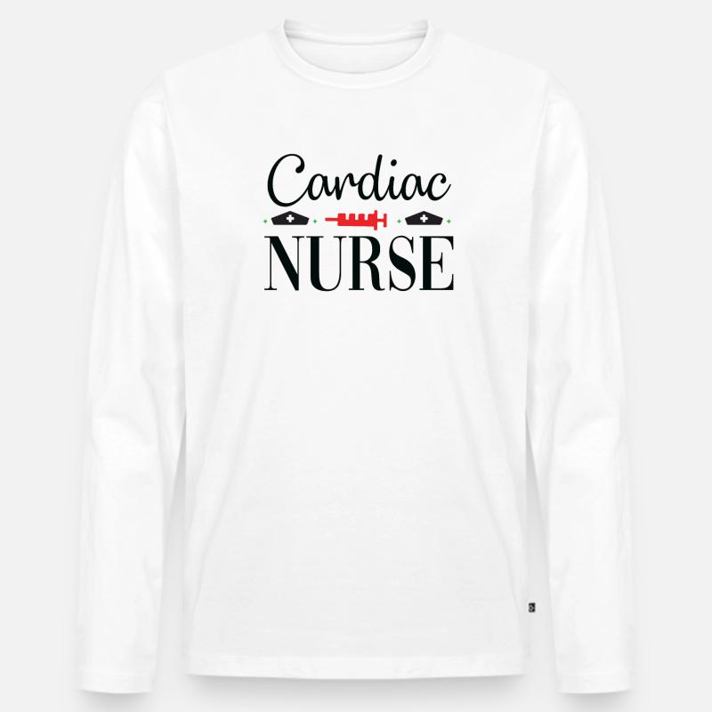 Cardio Krankenschwester - Männer Premium Bio Langarmshirt - Weiß