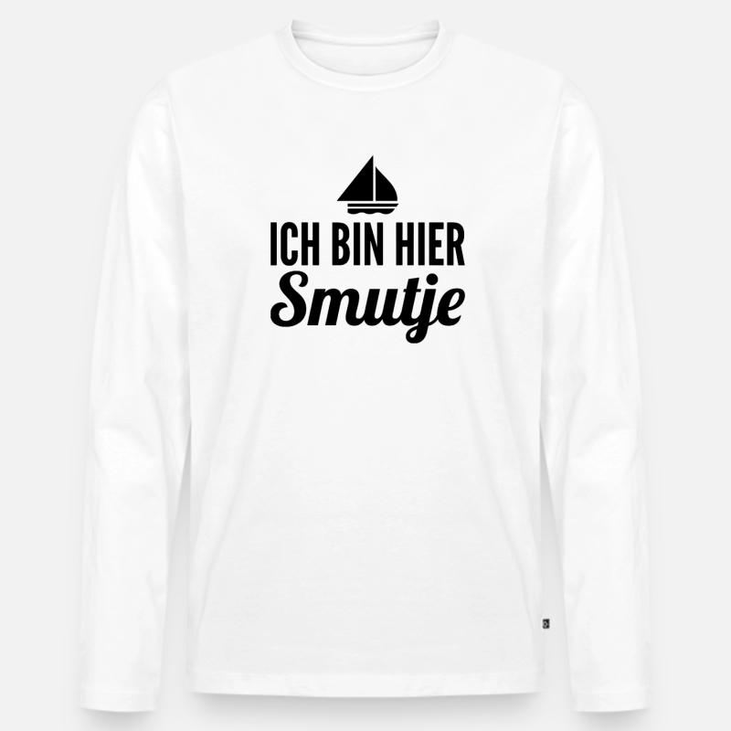 Ich bin hier Smutje - Männer Premium Bio Langarmshirt - Weiß