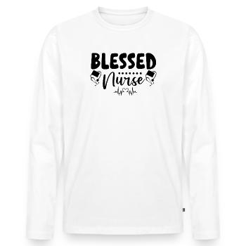 Blessed Nurse - Men's Premium Organic Long Sleeve Shirt - white - Front - Nico (187cm)