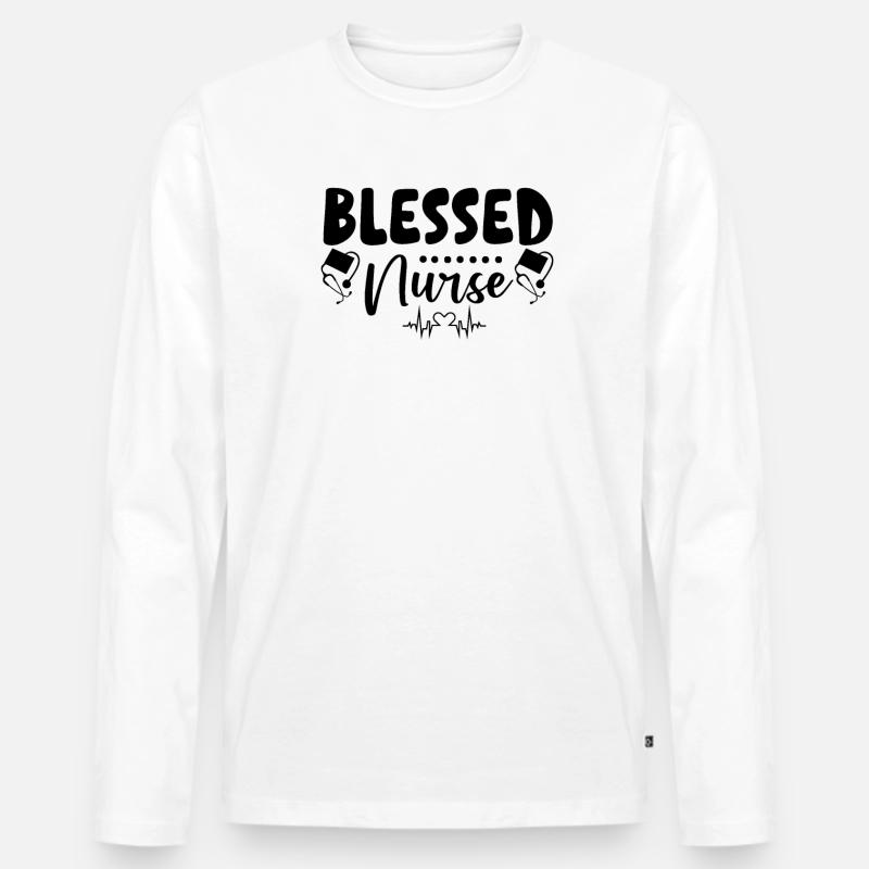Blessed Nurse - Männer Premium Bio Langarmshirt - Weiß