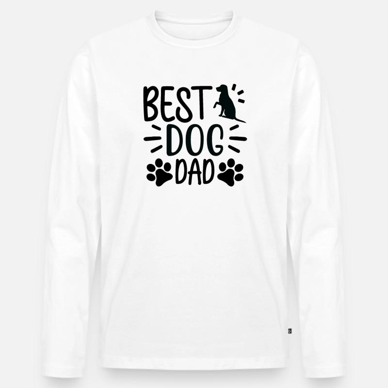Bester Hunde-Dad - Männer Premium Bio Langarmshirt - Weiß