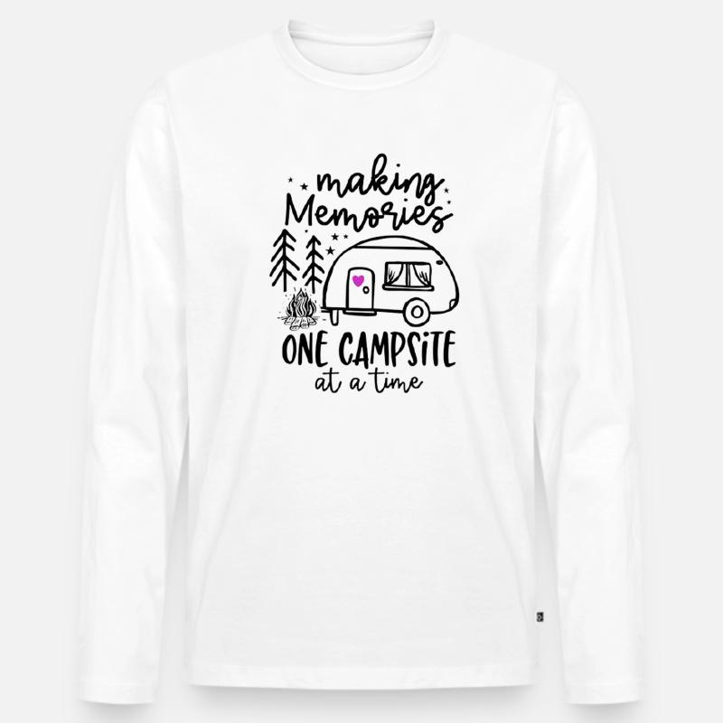 Camping Erinnerungen - Männer Premium Bio Langarmshirt - Weiß